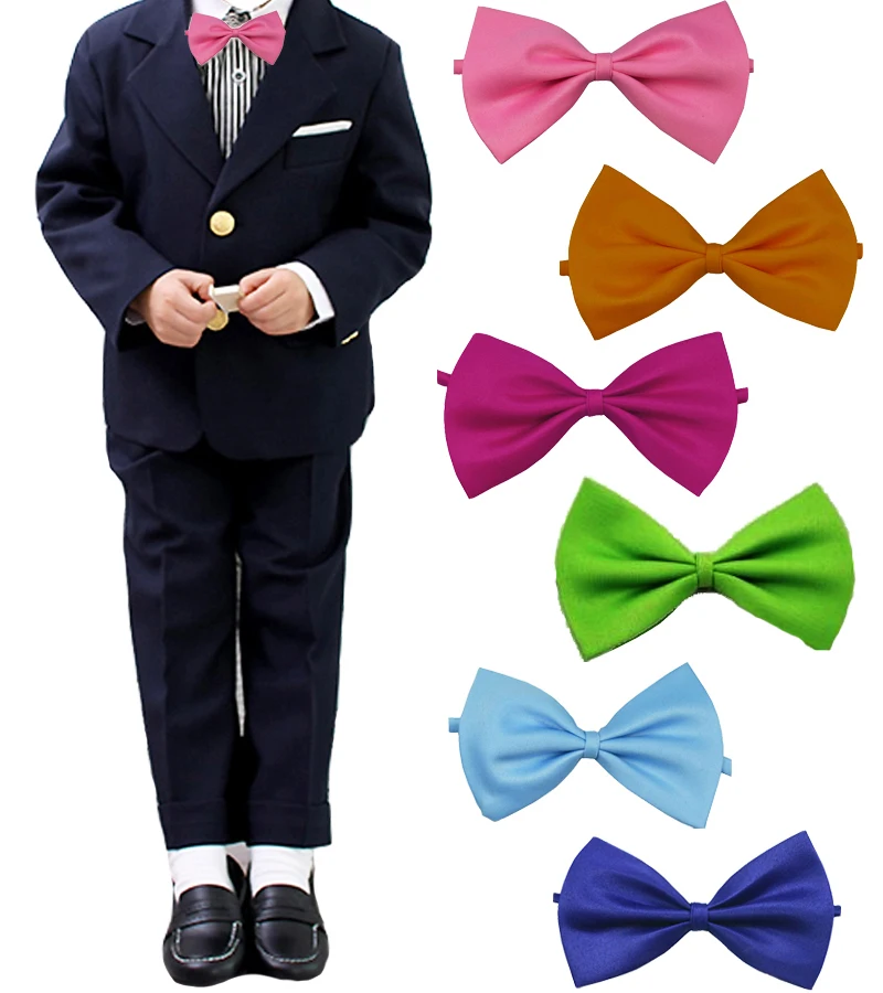 Детский однотонный галстук бабочка для мальчиков классические аксессуары