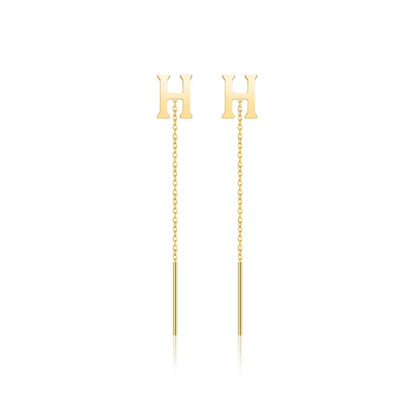 

CHUHAN Real 18K Gold H Drop Earrings AU750 Letter H Earrings Commemorative Meaning Gifts for Women Fine Jewelry Wholesale