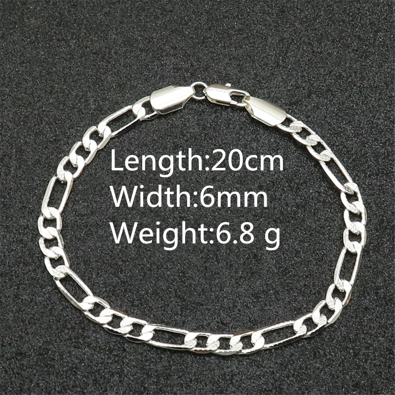 6 мм Лидер продаж Мужские браслеты аксессуары модные посеребренные из