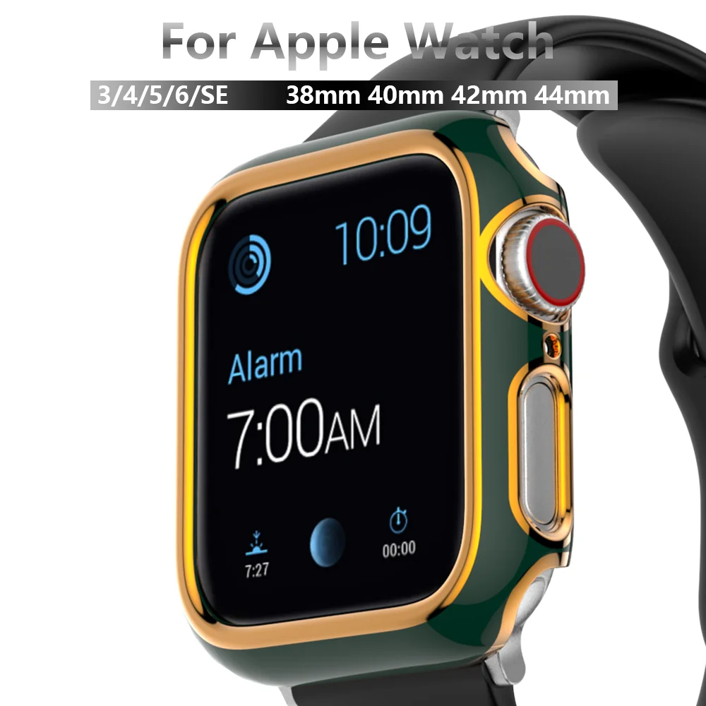 

Чехол для Apple Watch 44 мм 40 мм iWatch 42 мм 38 мм, бампер с гальваническим покрытием двухцветный 44 42 38 42 мм для Apple watch series 6 SE 5 4 3