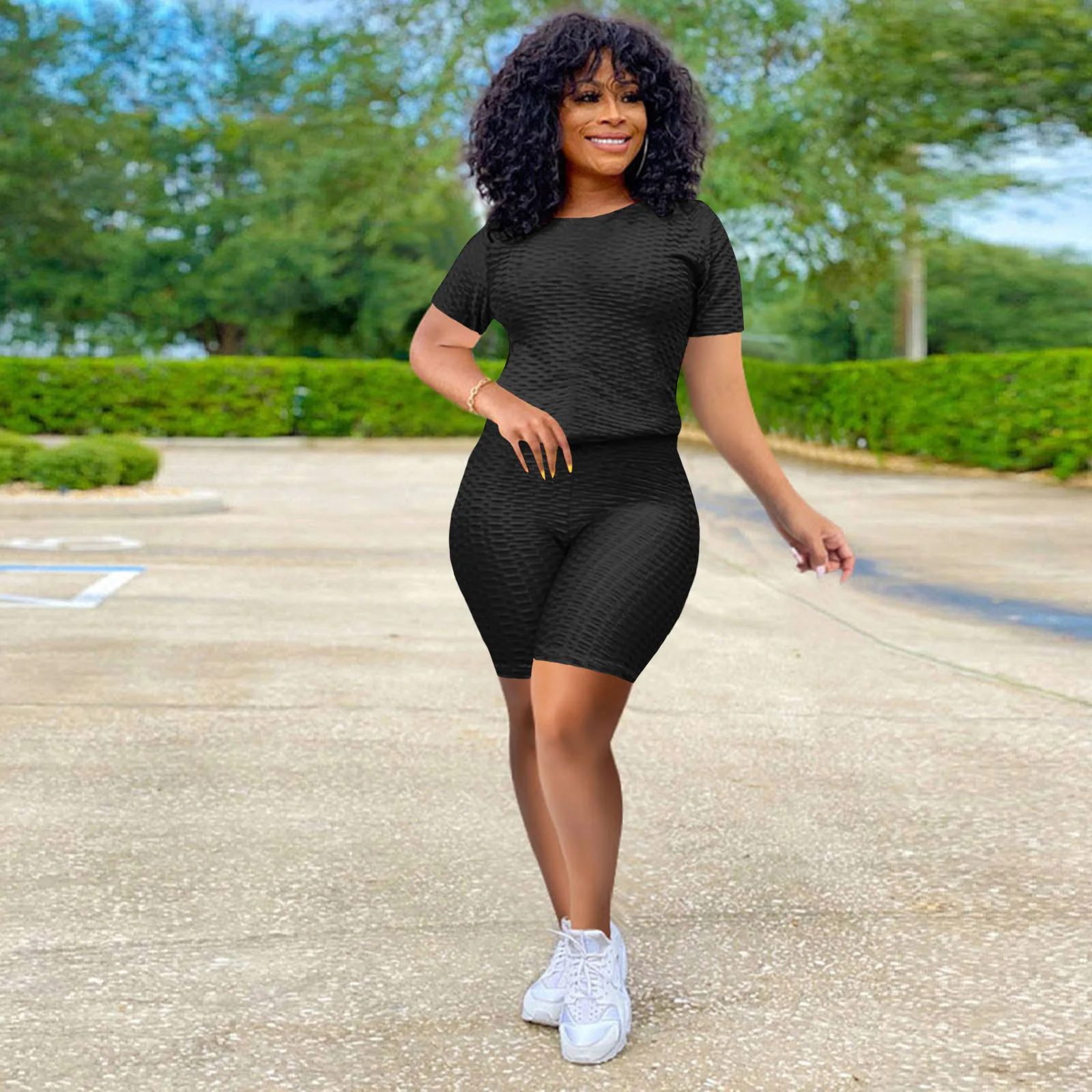 

2pcs Set Women Seamless Set Woman Yoga Sets Short Sleeve Crop Tops High Waisted Sports Pants Leggings Fitness Sports Gym Set