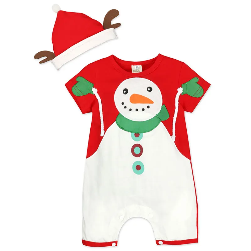 

2 Pcs Newborn Romper+hat Christmas Costume Fashion Kids Clothing Baby Boys Clothes Cotton Short Sleeve Girls Romper 1-3Years