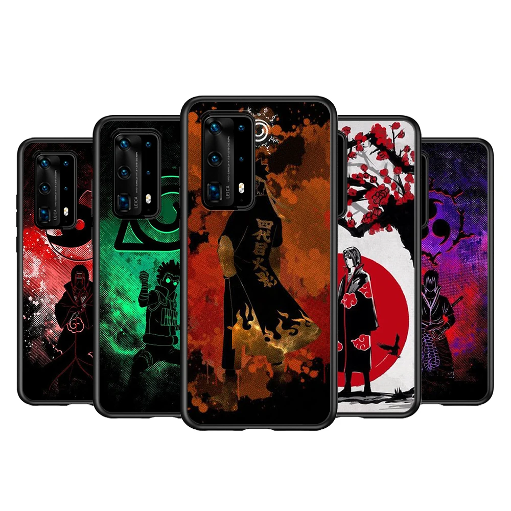Силиконовый чехол Naruto Itachi Kakashi для Huawei P40 P30 P20 Pro P10 P9 Lite E Plus 2019 черный телефона Fundas