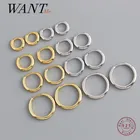 Женские круглые серьги WANTME, из серебра 925 пробы в минималистическом стиле, в стиле панк, унисекс, ювелирные аксессуары  серёжки