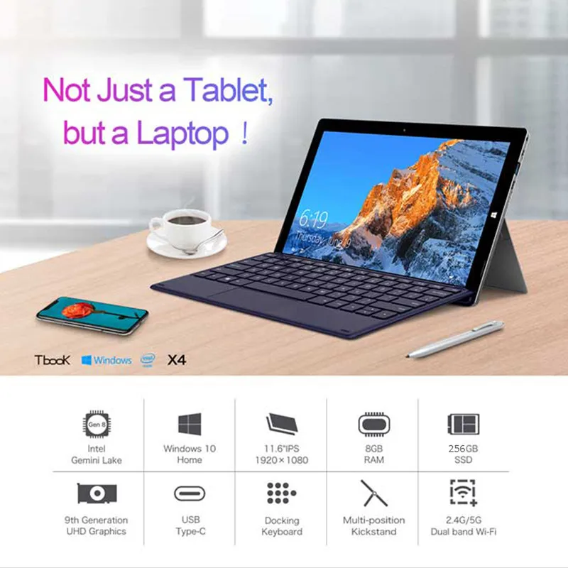 Teclast X4 2 в 1 планшет ноутбук 11 6 дюймов Intel Gemini Lake N4100 4 ГГц 8G Оперативная память 256 ГБ WI