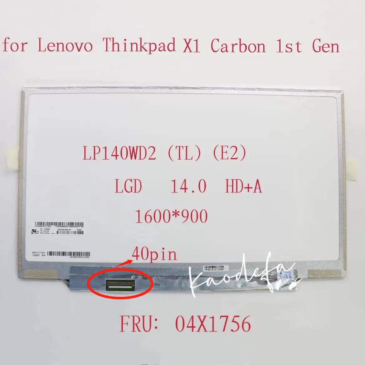 Для Lenovo Thinkpad X1 карбоновый ЖК-экран первого поколения телефон LP140WD2 TL- E2 14 0 HD + A 1600*900