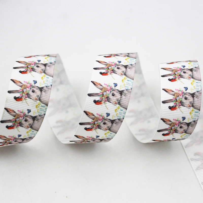 

Cartoon garland bunny printed grosgrain ribbon 9-75mm DIY handmade materials christmas wedding gift wrap tape ribbons