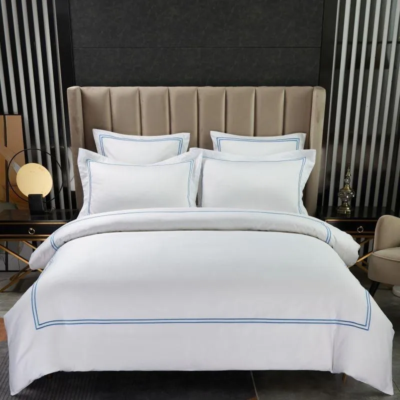 100%Egyptian Cotton Luxury 600TC Frame Embroidery White Hote