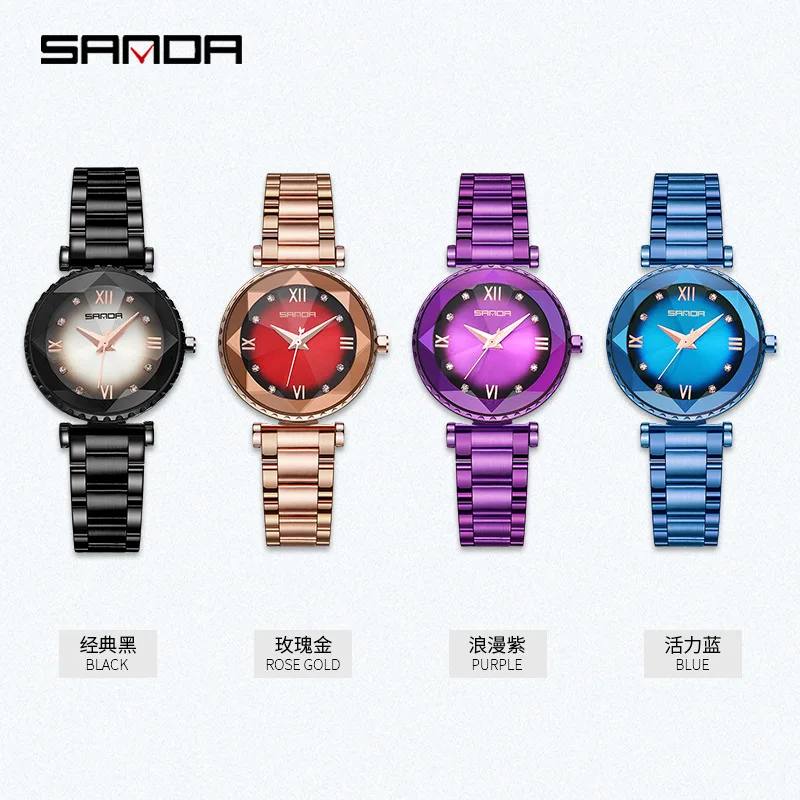 Luxury Crystal Watches Women's New Fashion Trend Roman Numeral Quartz Watch Steel Strap Personality Ladies Clock | Наручные часы