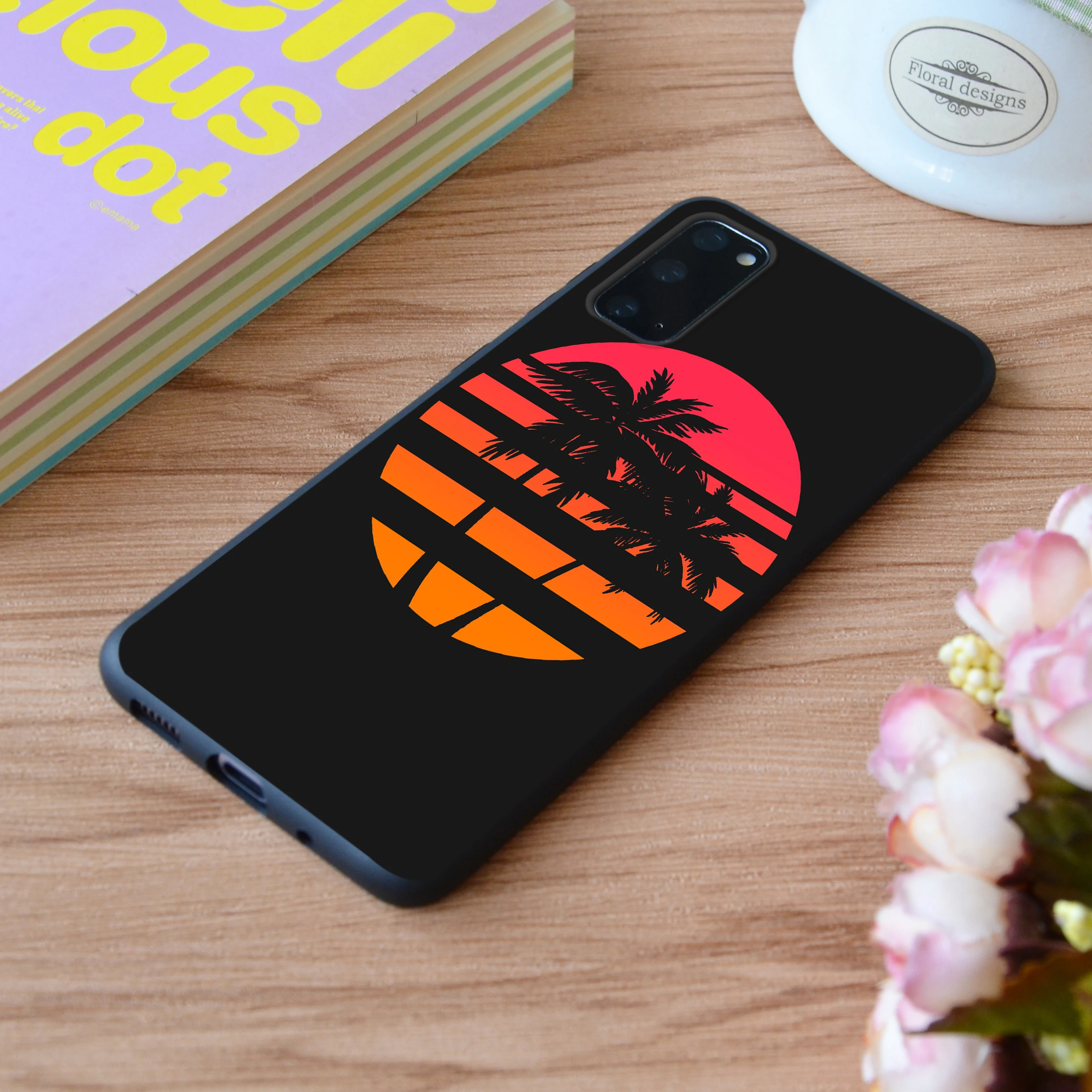 

For Samsung Retrowave Sun Print Soft Silicone Matt Case TPU Cover Galaxy S Note M and Galaxy A