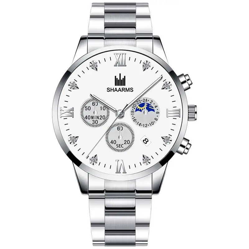 Sharms Reloj Hombre мужские часы с бриллиантами роскошные из нержавеющей стали деловые
