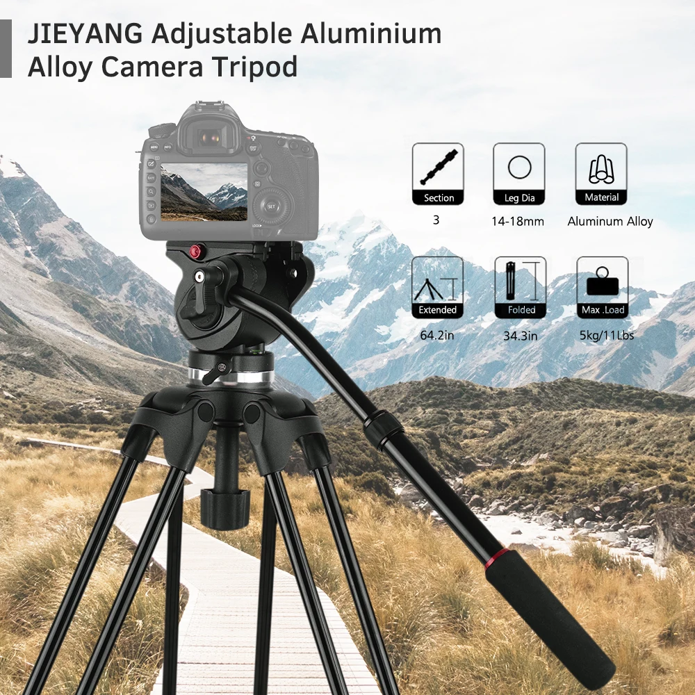JIEYANG JY0508AM для DSLR SLR Canon Nikon Olympus DV регулируемый штатив из алюминиевого сплава с