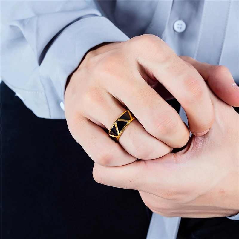 

Korean Fashion Stainless Steel Vintage Gold Punk Rings For Men Simple Personality Gift For Men Jewelry 2021 Trend