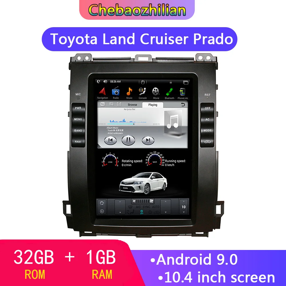 Вертикальный Автомобильный мультимедийный блок Tesla style Android 9 0 для Toyota Land Cruiser Prado