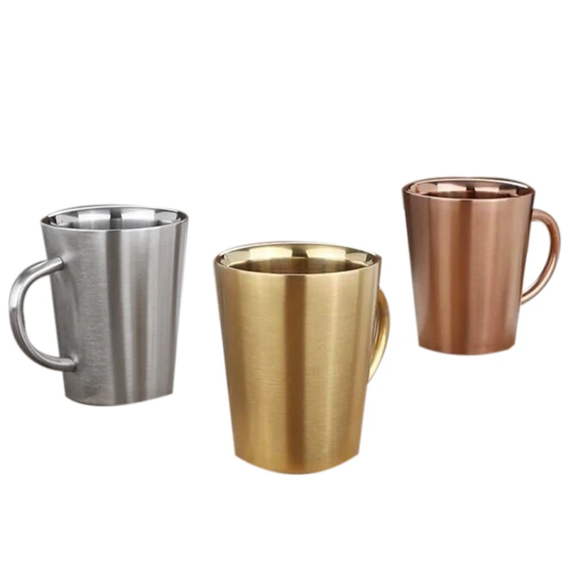 

340Ml Double Walled Stainless Steel Heat Insulation Anti-Scalding Coffee Cup Beer Mug Tea Cups Kids Camping Mugs,3 Pcs