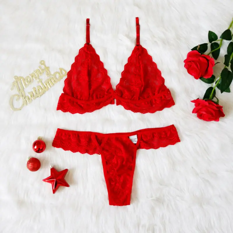 Новинка 2 шт. однотонное женское сексуальное нижнее белье рождественское Babydoll