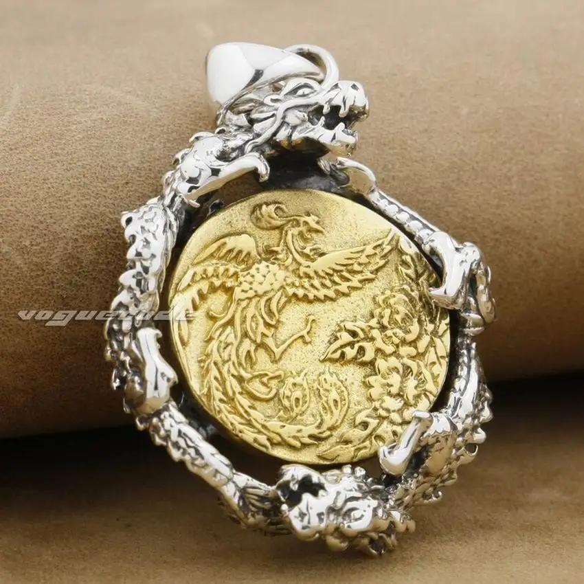 Дракон и латунь Феникс 925 пробы серебряный мужской мальчик байкер рок панк кулон