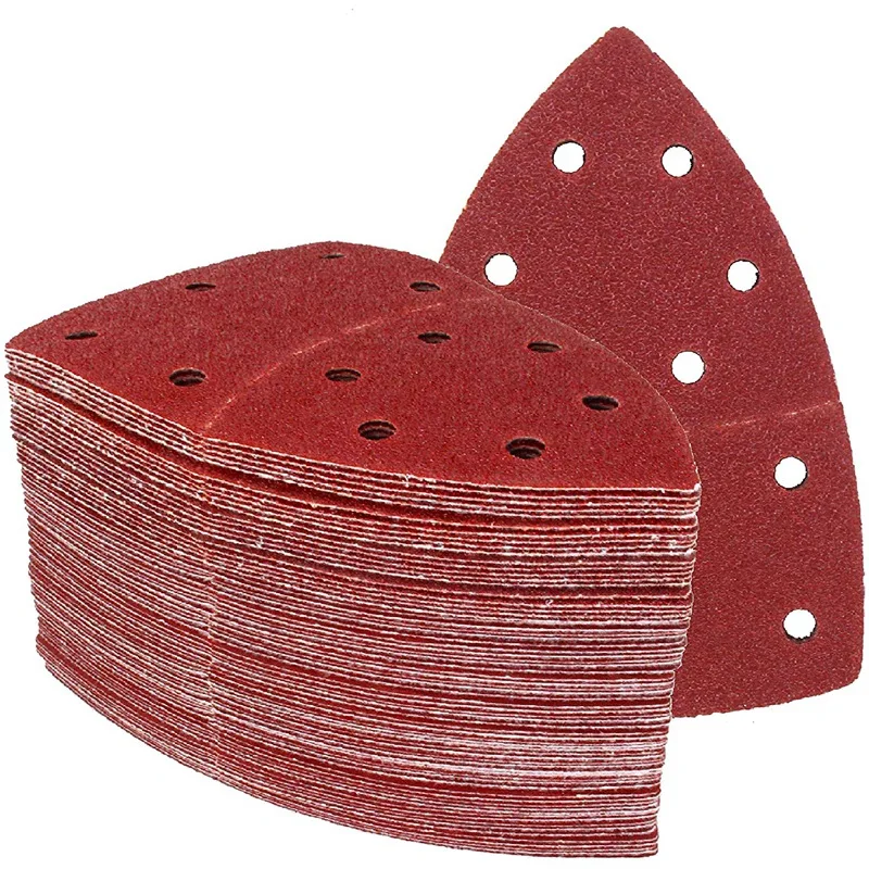 

150 Pieces Of Triangular Sandpaper 11 Holes 105 X 152 Mm 40/60/80/120/180/240 Sandpaper for Sanding Machines
