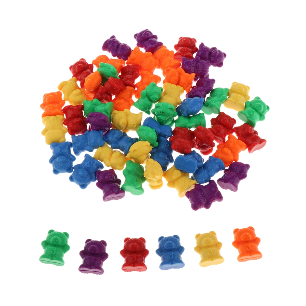 

60pcs Kids Bear Counters Mixed Colors for Early Education Fun Activity Toys