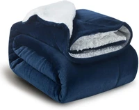 lism sherpa fleece blanket throw size navy blue plush throw blanket fuzzy soft blanket microfiber