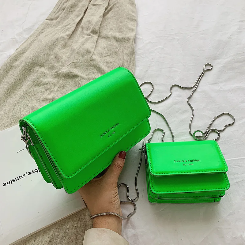 Сумки через плечо для женщин неоновые желтые Розовые Мини кожаные женские сумки