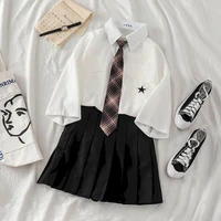 2021 autumn new jk uniform sets female korean version short sleeve shirt student preppy style pleated skirt two piece set women