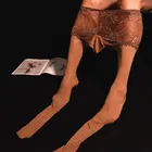 Сексуальное мужское кружевное нижнее белье 2 в 1, Чулки с выпуклым мешочком U размера плюс, открытые, закрытые рукава, глянцевые, блестящие, сексуальные обтягивающие, 18