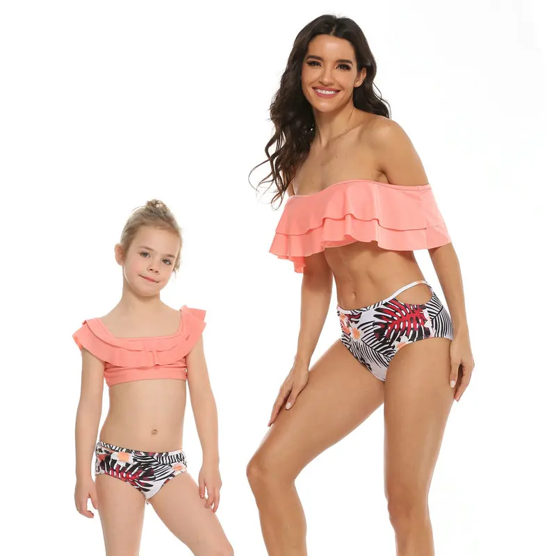 Купальник с открытыми плечами для папы и сына|Сочетающаяся одежда семьи| |