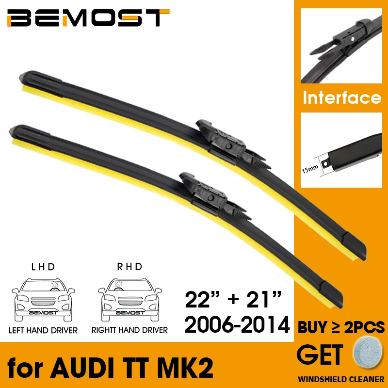 

Car Wiper Blade Front Window Windshield Rubber Silicon Refill Wipers For Audi TT MK2 2006-2014 LHD / RHD 22"+21" Car Accessories
