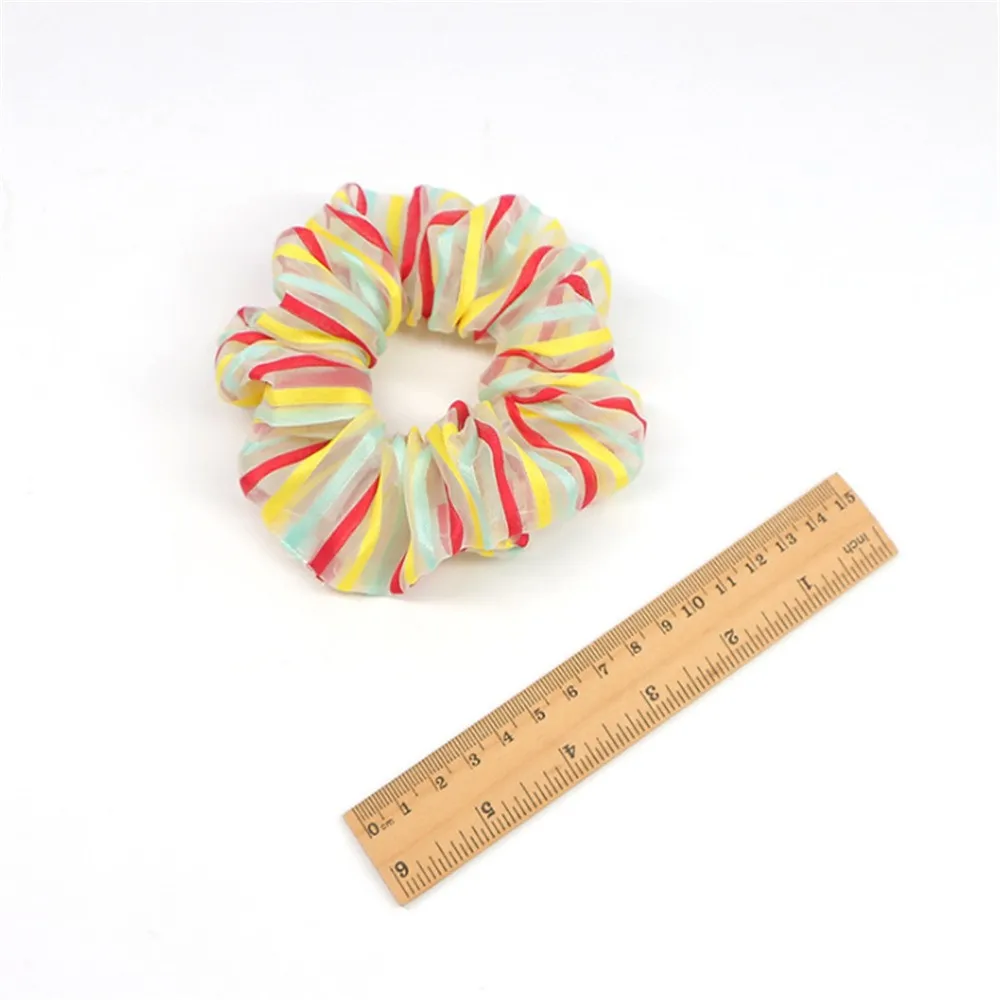 

Fashion Colorful Elastic Hair Bands Stripe Hair Scrunchie For Women Girls Headwear Ponytail Holder