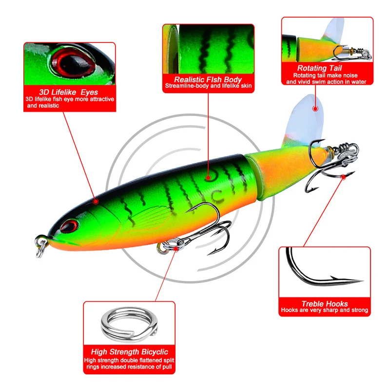 1Pc Whopper Plopper Bass Pike Fishing Lure Stickbait Pencil Topwater Artificial Bait Hard Lures For Fish Goods Top Water Tackle - купить по
