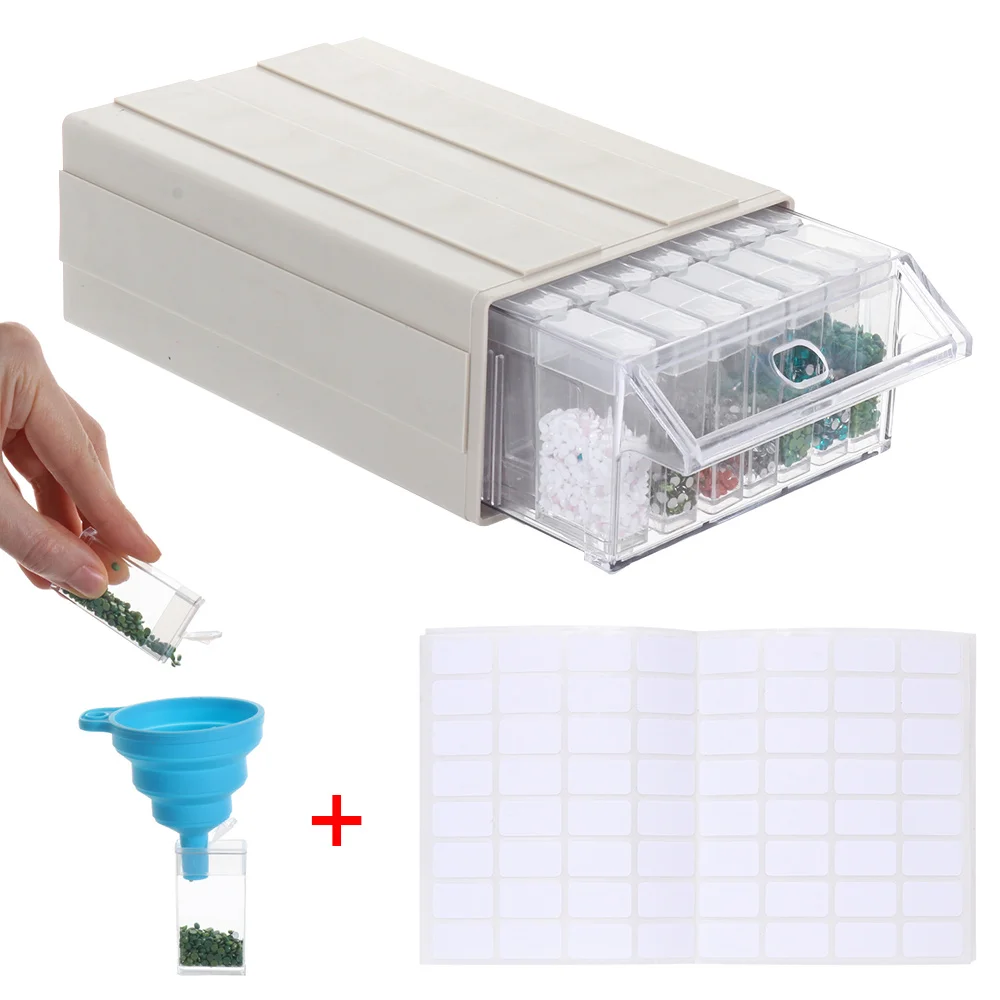 

Контейнер для хранения бусин для алмазной живописи 5D со съемными коробочками, силиконовая воронка, бутылочка для сверления, ящики для хране...