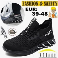 hmxo mens fashion lightweight labor insurance shoes steel toe safety shoes outdoor work anti smashing anti puncture work shoes