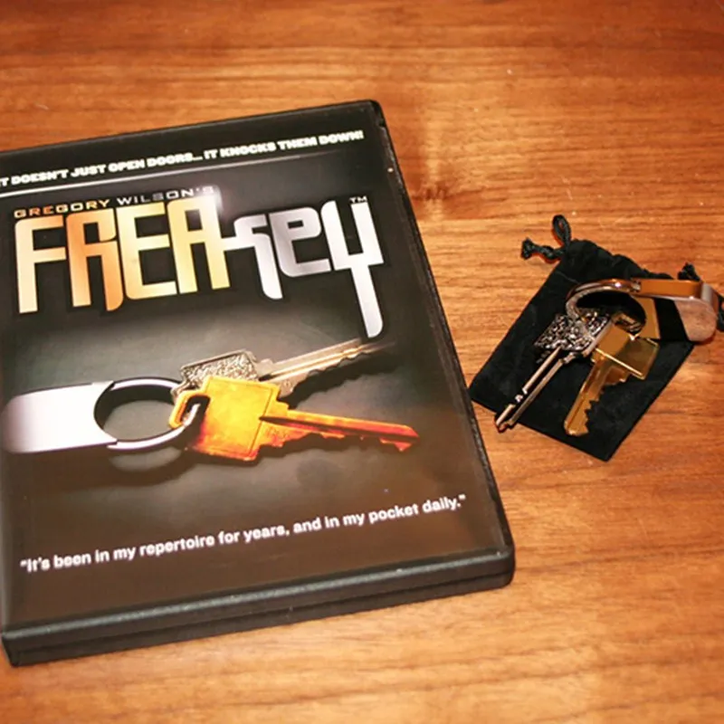 FreaKey de Gregor W (Gimmicks + DVD), trucos de magia, clave de primer plano, escenario, herramientas de magia, mentalismo, humor-0