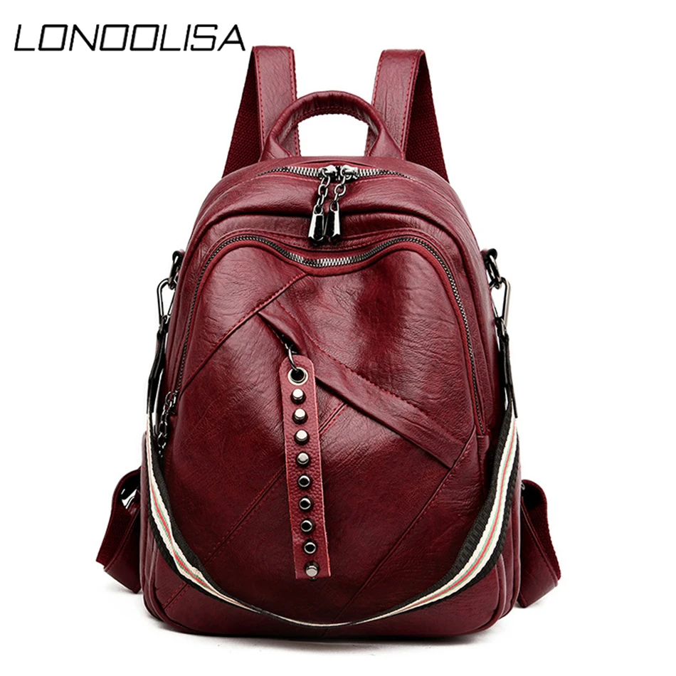 Повседневные многофункциональные женские рюкзаки кожаные школьные ранцы для