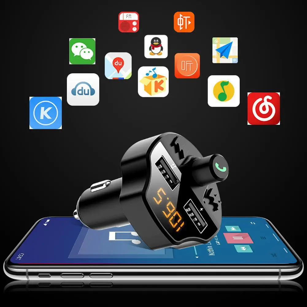 Автомобильный Fm передатчик Bluetooth 5 0 MP3 плеер модулятор адаптер напряжения