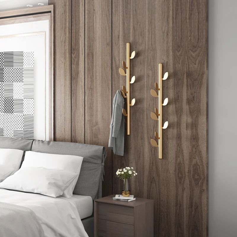 

Italian style light luxury wall coat rack classic leaf design modern simple golden entrance hanger gold 30 angle wall hanging