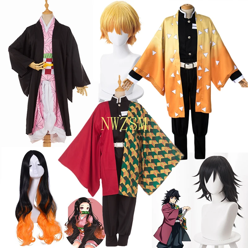 

Кимоно для косплея Kamado Tanjirou Agatsuma Zenitsu Tomioka Giyuu Nezuko, униформа из аниме «убийца демонов», костюм для косплея