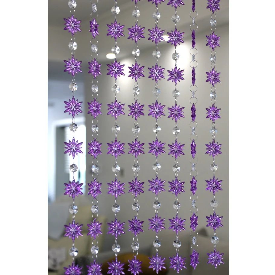 Декоративные шторы с бусинами фиолетовые акриловые цветами для дома свадебных