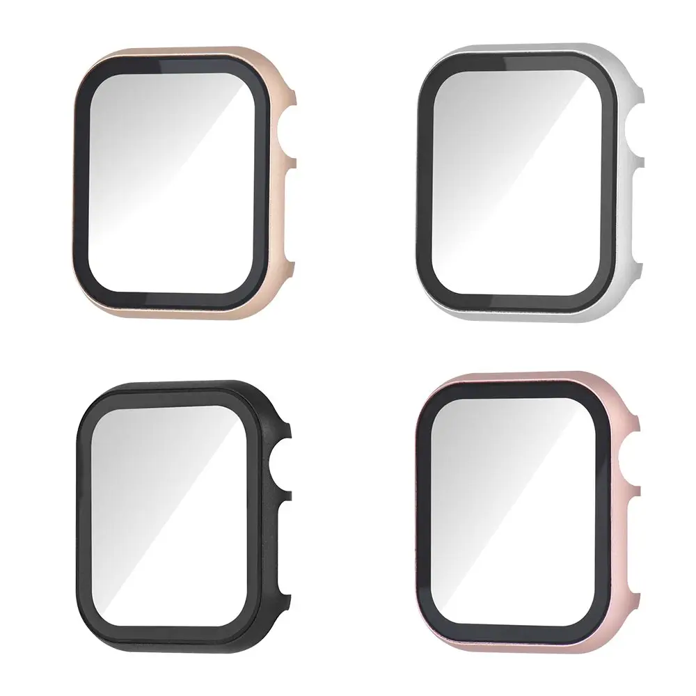 Протектор для часов чехол с закаленная пленка для Apple Watch чехол 38/42/40/44 мм Высокое качество металлические бампера для наручных часов iWatch, 5 4 3 2 1