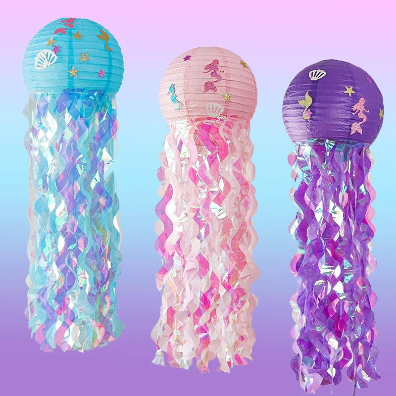 

DIY Jellyfish Paper Lantern Under The Sea Party Decor Girl Birthday Decorations Wedding Decoration Party Supplies