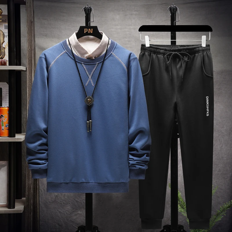 

Varsanol Men's Sweatshirts Sets Two Pieces Tracksuit Men Clothes O Neck Long T Shirts and Pants Winter Casual Oversized Hombre