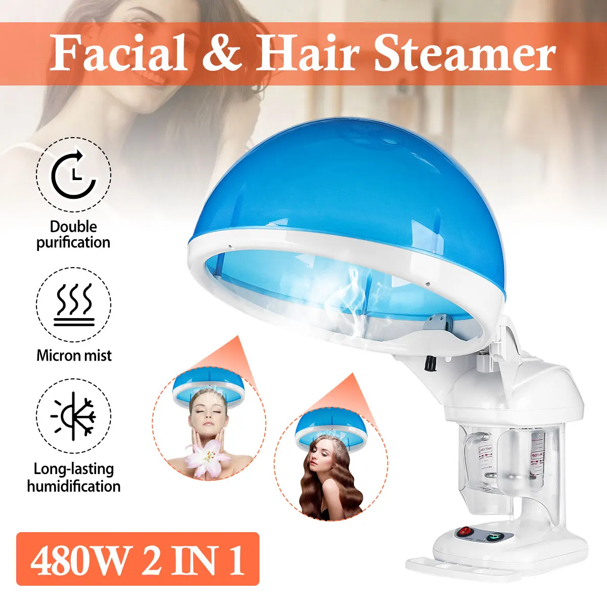 2 в 1 отпариватель для лица и волос 480 Вт профессиональная нагревательная пластина