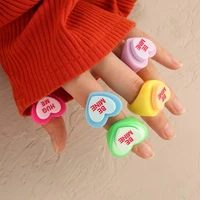 2021 new korean resin heart love hug me be mine colorful rings geometry for women girls hand daily party gifts jewelry