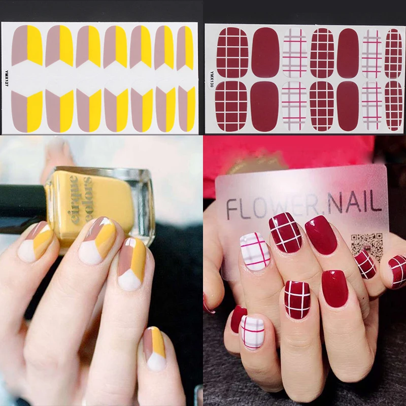 14tips/лист полное покрытие для ногтей Стикеры s Обертывания DIY Nail Art Наклейки