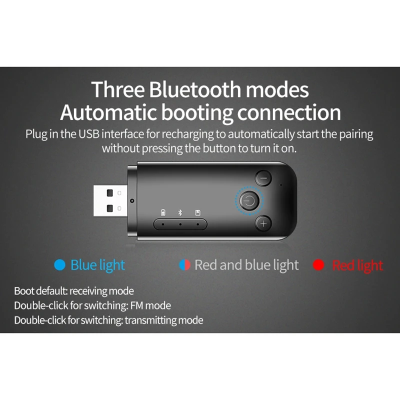 

Bluetooth 5.0 Adapter Audio Mini USB AUX FM TF Wireless Receiver Transmitter
