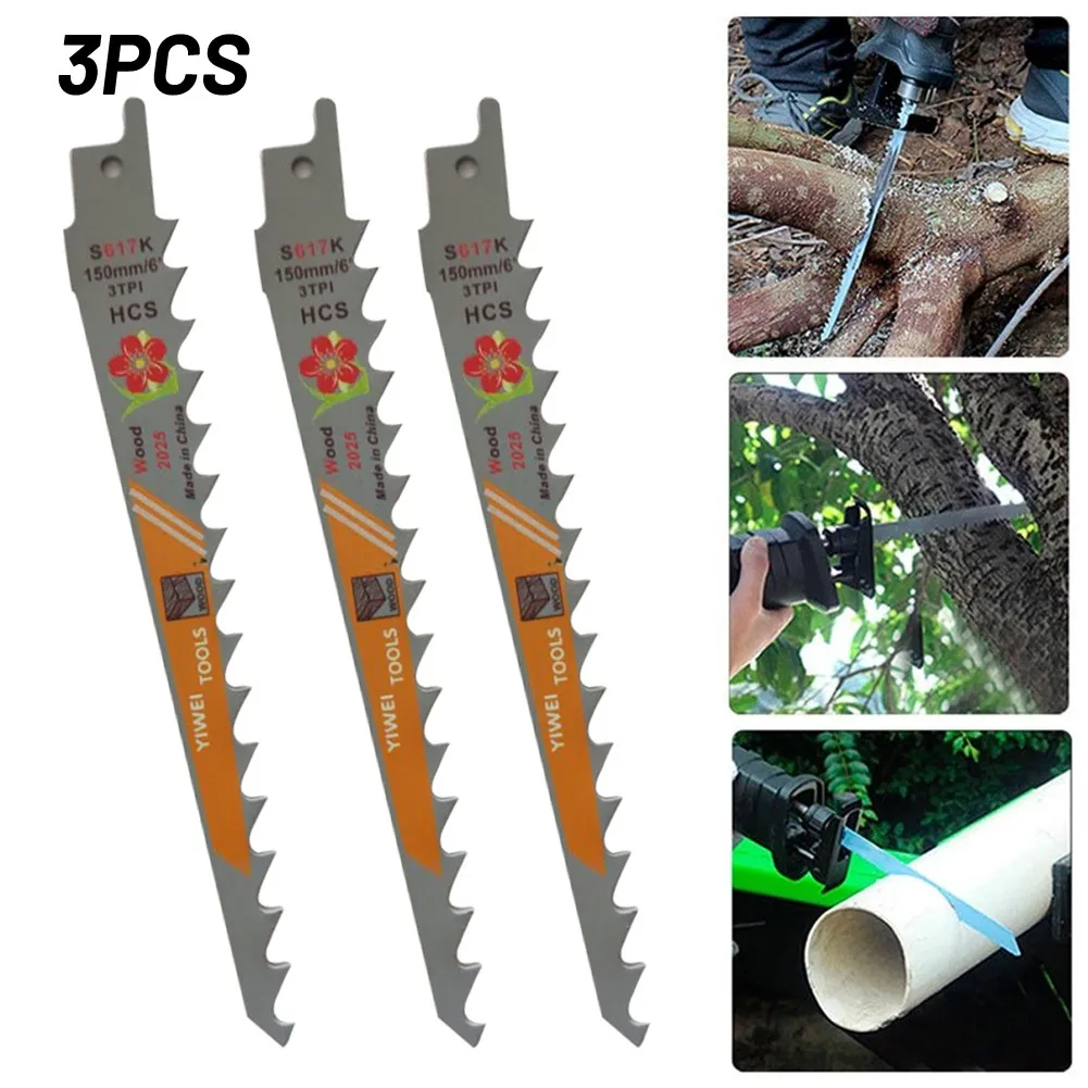 

3Pcs S617k Saw Blade Curved Cut Plunge Cut T-Shank Blade Cutter Wood Cutting Woodworking Electric Power Tool Part