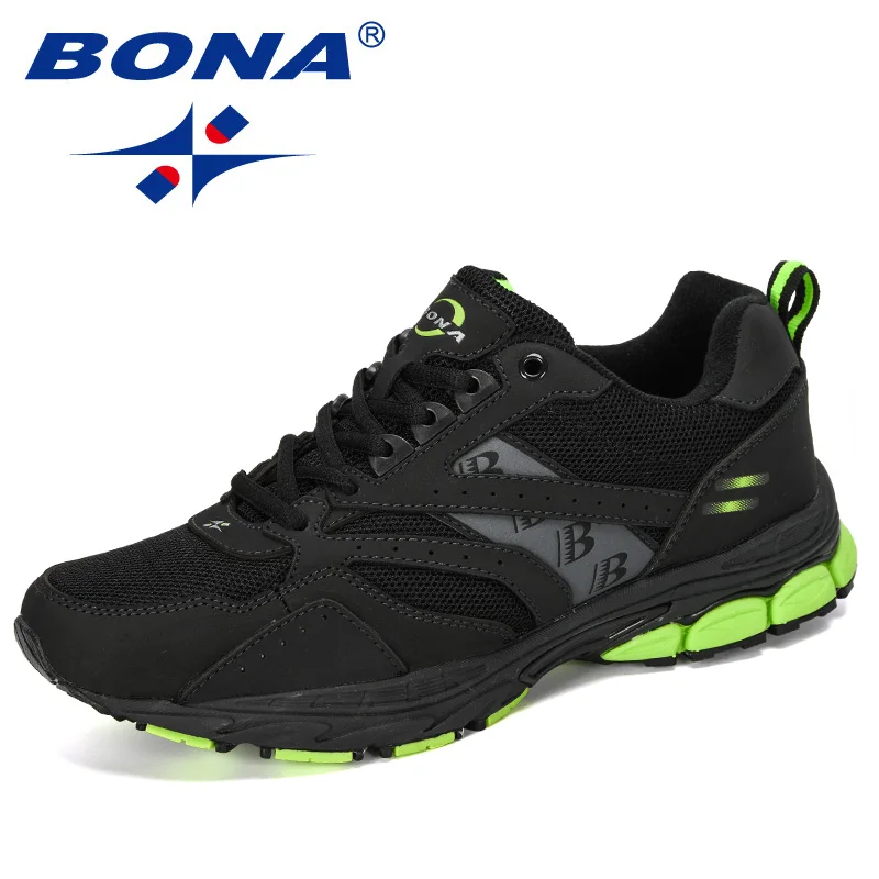 Charcoal greyFgreen BONA/Новинка года; дизайнерская популярная стильная обувь для мужчин; повседневная обувь из яловичного спилка; Мужская обувь; zapatillas hombre; Zapatos De Hombre - Цвет: Charcoal greyFgreen