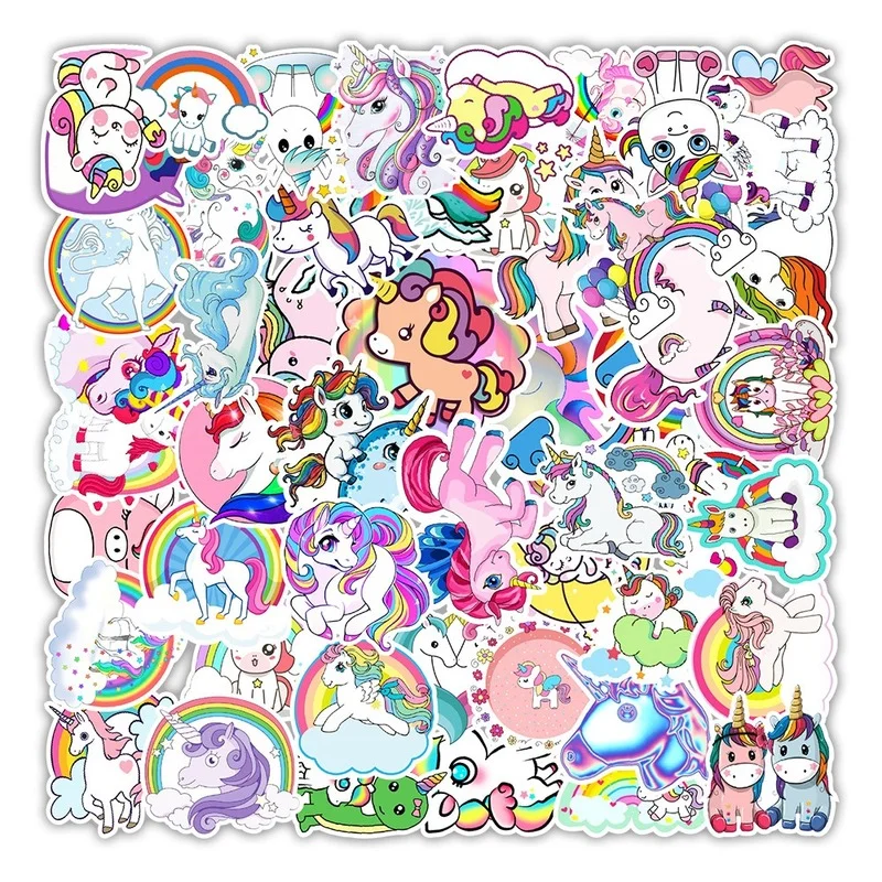 

10/50 Pcs Stickers for Unicorn Cartoon Animal Waterproof Cute Graffiti Sticker To DIY Luggage Notebook Laptop Guitar Decals PVC