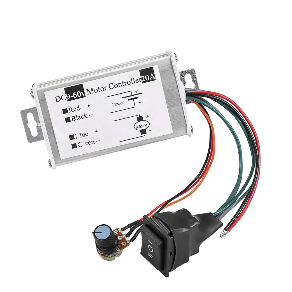 

New DC Motor Speed Controller Regulator Board 20A Pulse Width Module PWM Control Board Switch Board with Button Switch